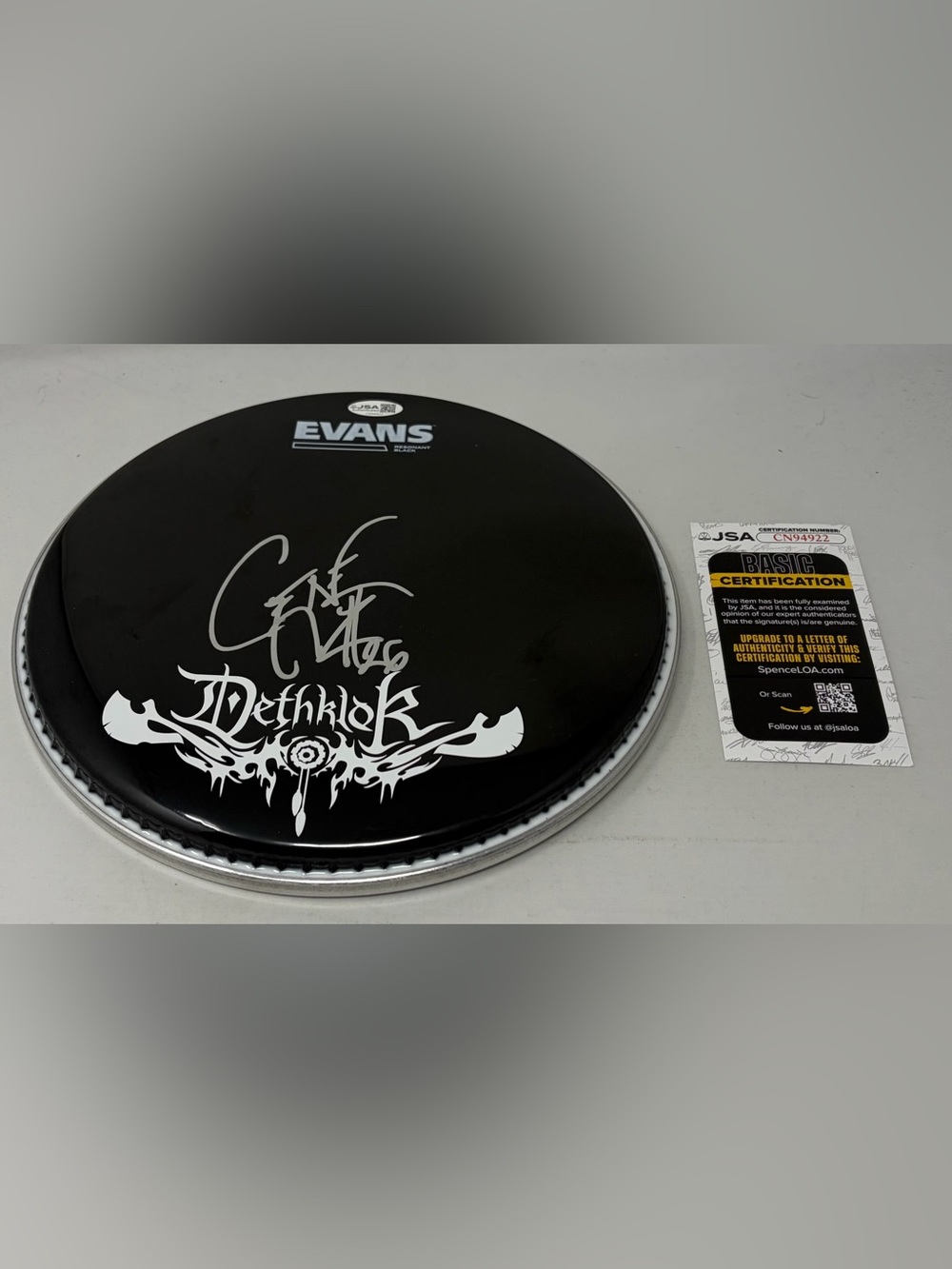Gene Hoglan of Dethklok signed Drumhead JSA COA